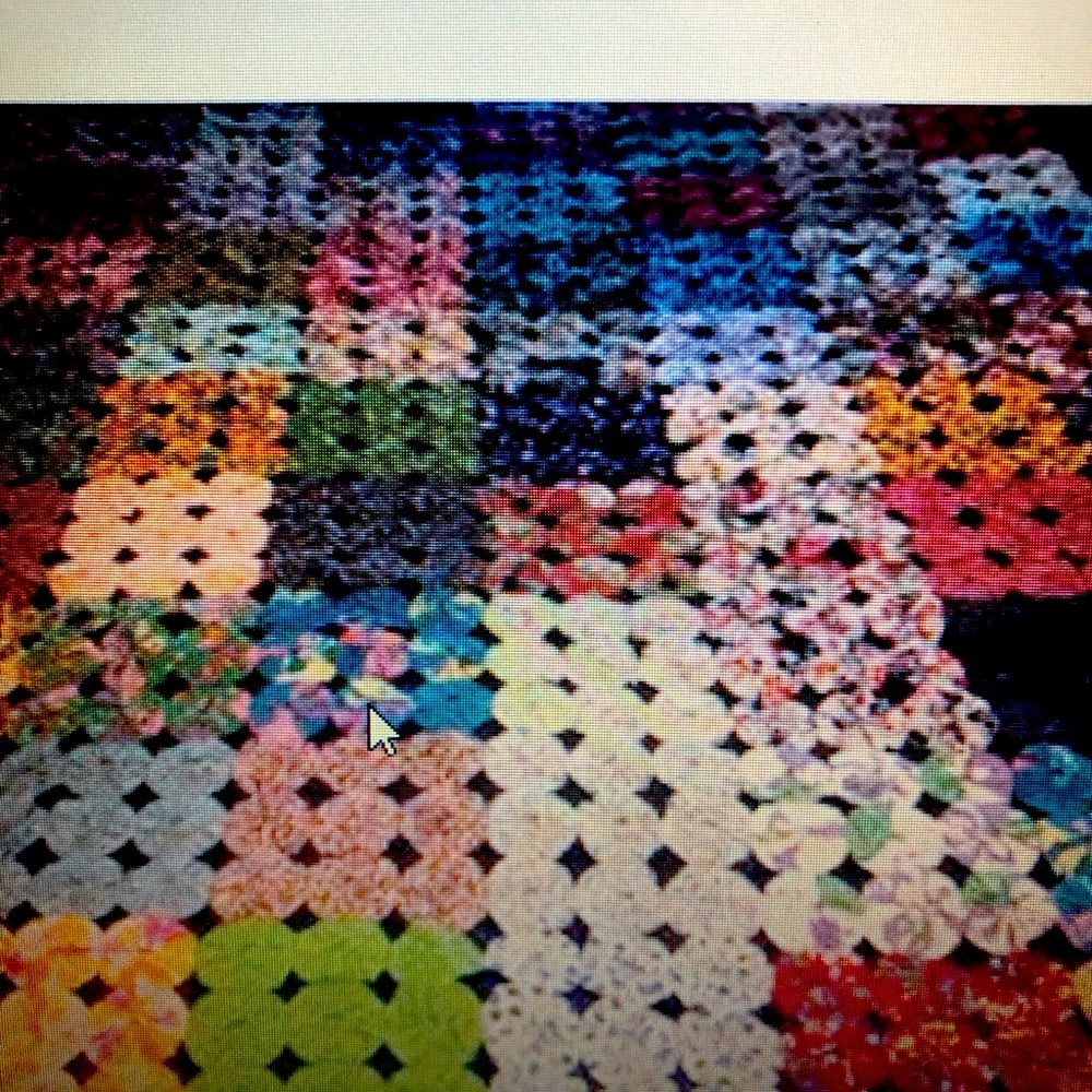 1990’s Hand-made yo-yo quilt 72” x 58”  Fits queen and full size beds.